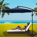 3M Umbrella W/Base Outdoor Cantilever Beach Garden Patio Parasol