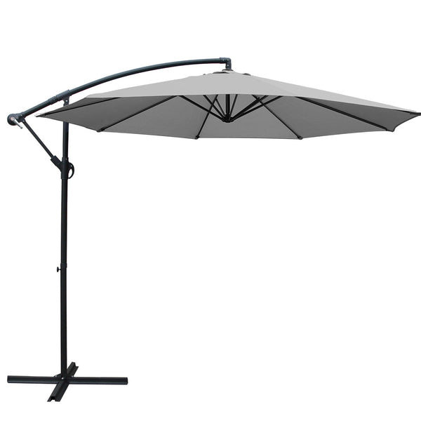  Instahut 3M Outdoor Furniture Garden Umbrella Grey