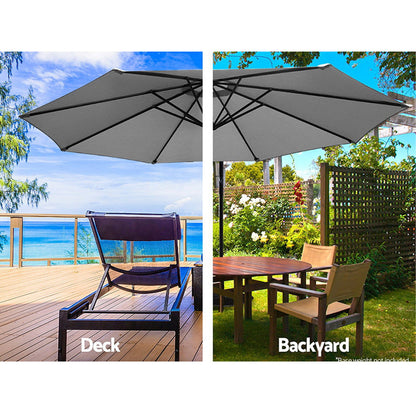 Instahut 3M Outdoor Furniture Garden Umbrella Grey