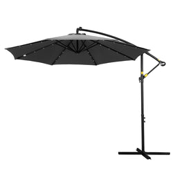 3M Cantilever Outdoor Umbrella with LED Garden Shade Charcoal