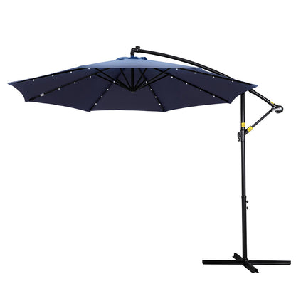 3M Cantilever Outdoor Umbrella with LED Garden Shade Patio