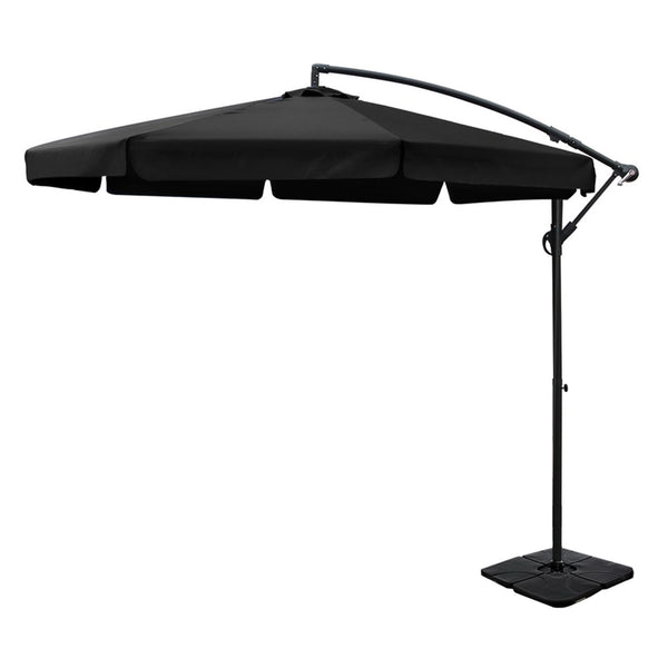  3M Outdoor Umbrella W/Base Cantilever Garden Beach Patio