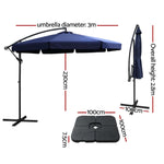 3M Outdoor Umbrella W/Base Cantilever Garden Beach Patio