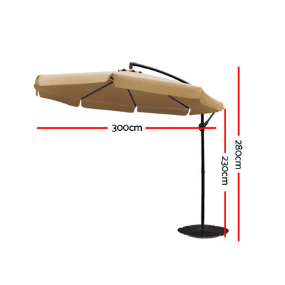 3m Outdoor UmbrCantilever Garden Beach Patio Beige