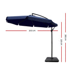 Instahut 3M Umbrella with 50x50cm Base Outdoor Umbrellas Cantilever Patio Sun Beach UV Navy