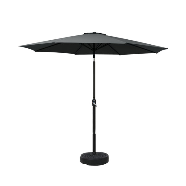  Outdoor Umbrella 2.7M Base Beach Pole Garden Tilt Sun Patio Uv Black