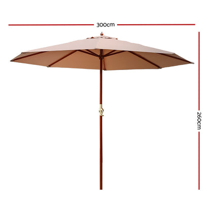 Instahut 3M Outdoor Pole Umbrella Cantilever Stand Garden Umbrellas Patio Black