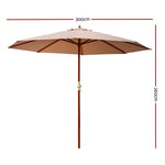 Instahut 3M Outdoor Pole Umbrella Cantilever Stand Garden Umbrellas Patio Black