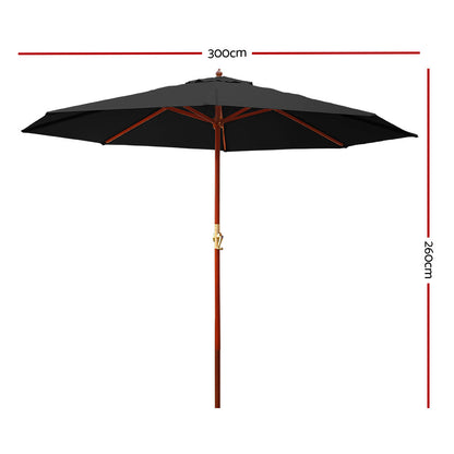 3M Outdoor Umbrella Pole Umbrellas Beach Garden Sun Stand Patio Black