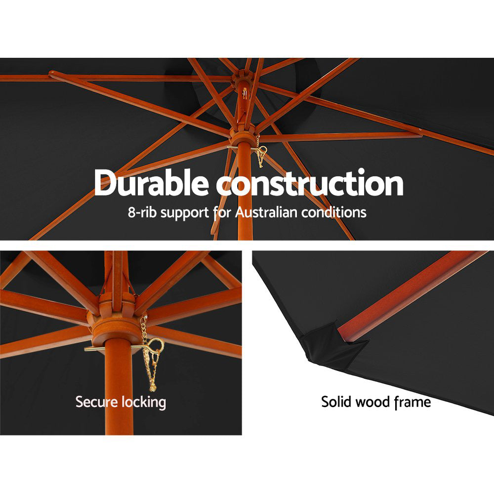 3M Outdoor Umbrella Pole Umbrellas Beach Garden Sun Stand Patio Black