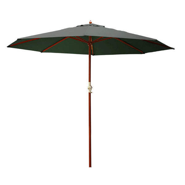  Instahut Umbrella Outdoor Pole Umbrellas Stand Sun Beach Garden Deck Charcoal 3M