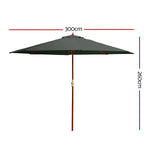 Instahut Umbrella Outdoor Pole Umbrellas Stand Sun Beach Garden Deck Charcoal 3M