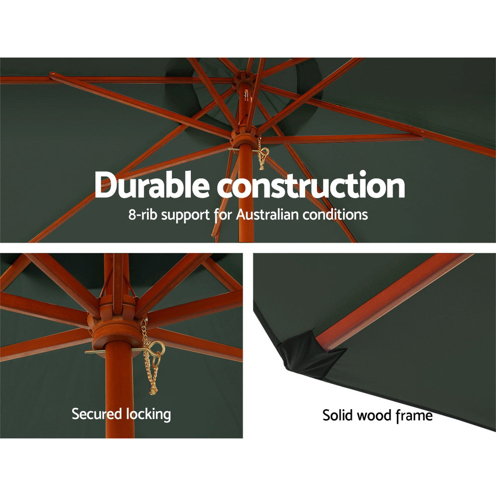 Outdoor Umbrella Pole Umbrellas 3M W/ Base Garden Stand Deck Charcoal