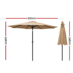 Outdoor Umbrella 3M Umbrellas Beach Garden Tilt Sun Patio Deck Pole Uv