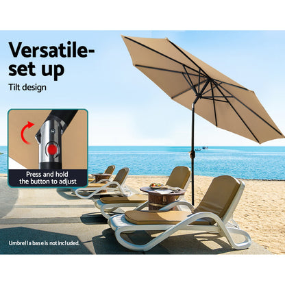 Outdoor Umbrella 3M Umbrellas Beach Garden Tilt Sun Patio Deck Pole Uv