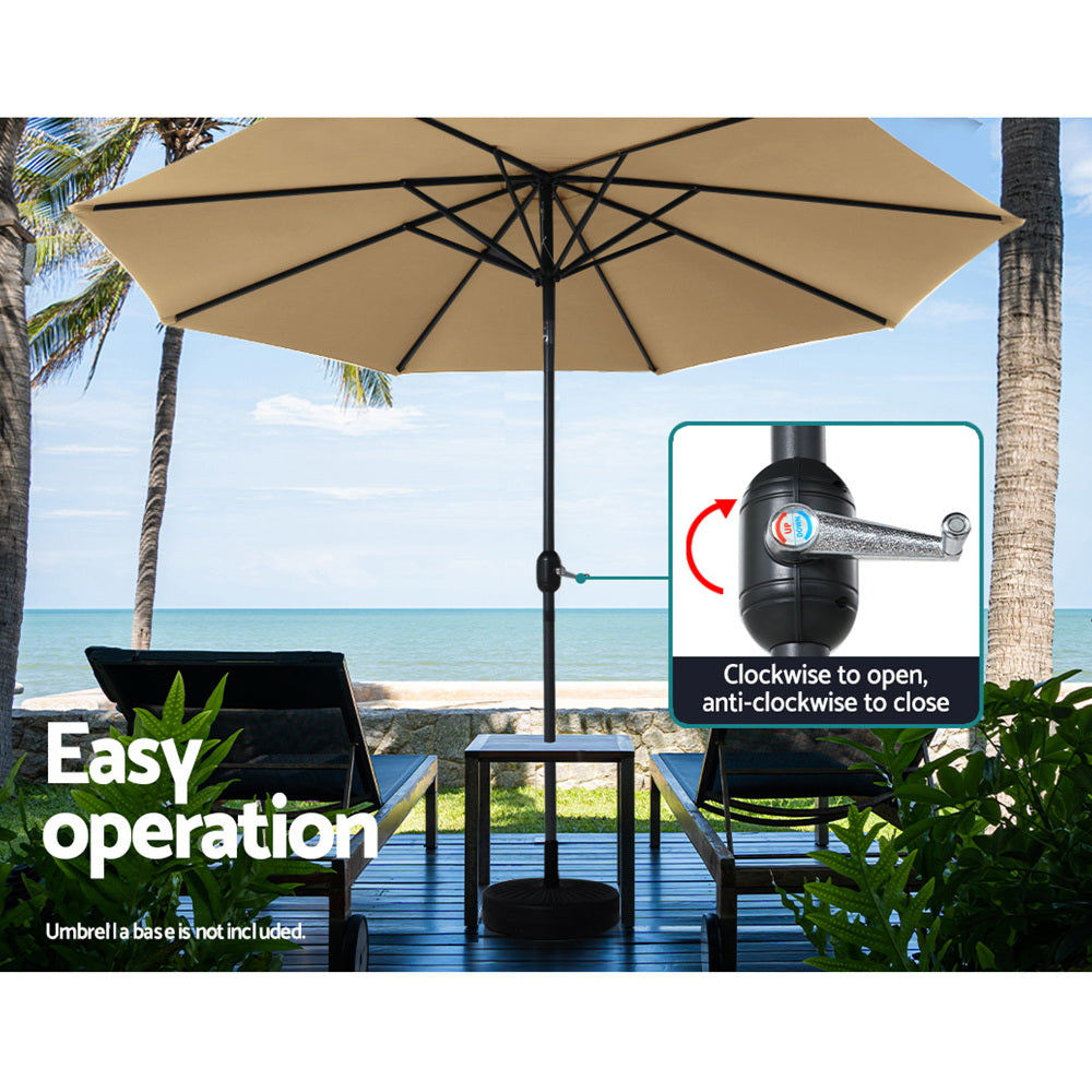 Outdoor Umbrella 3M Umbrellas Beach Garden Tilt Sun Patio Deck Pole Uv