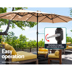 Outdoor Umbrella Twin Umbrella Beach Stand Base Garden Sun Shade 4.57M