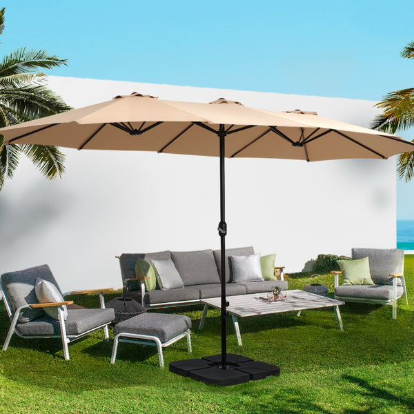  Outdoor Umbrella Twin Umbrella Beach Stand Base Garden Sun Shade 4.57M