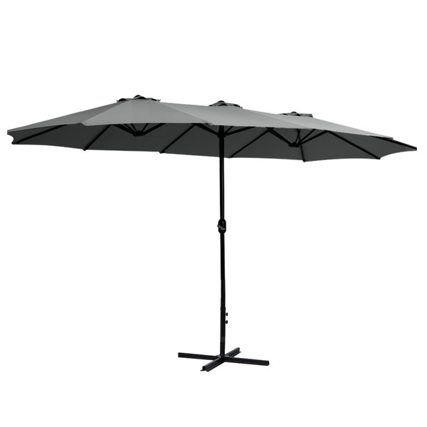  Outdoor Umbrella Twin Umbrellas Beach Stand Garden Base Sun Patio 4.57M