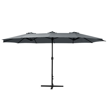 Outdoor Umbrella Twin Umbrellas Beach Stand Garden Base Sun Patio 4.57M