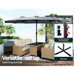 Outdoor Umbrella Twin Umbrellas Beach Stand Garden Base Sun Patio 4.57M