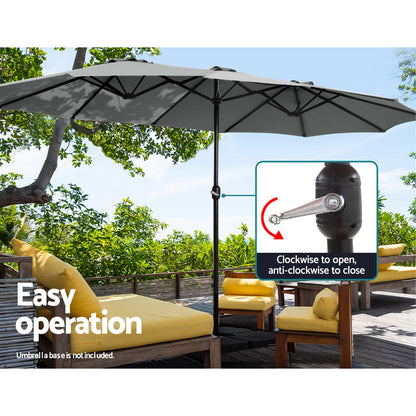 Outdoor Umbrella Twin Umbrellas Beach Stand Garden Base Sun Patio 4.57M