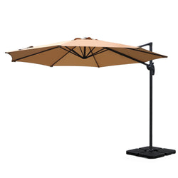 3m Outdoor Umbrella w/Base Cantilever Beach Roma 360 Degree Tilt Beige