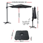 Stylish 3m Cantilever Beach Umbrella with Charcoal Stand