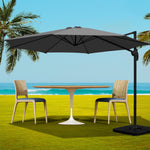 Stylish 3m Cantilever Beach Umbrella with Charcoal Stand