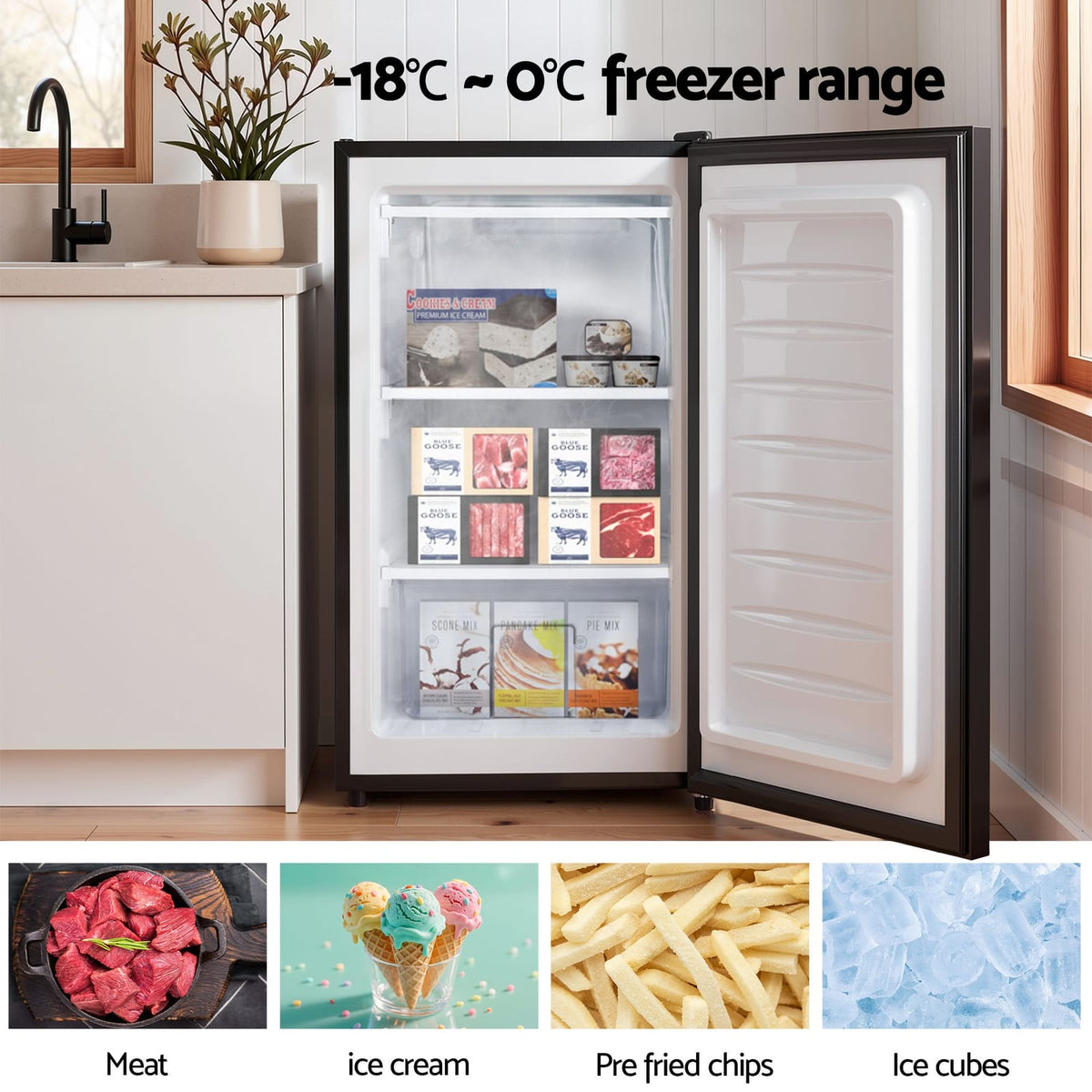 Upright Freezer 81L Black 50.5x52.5x83cm