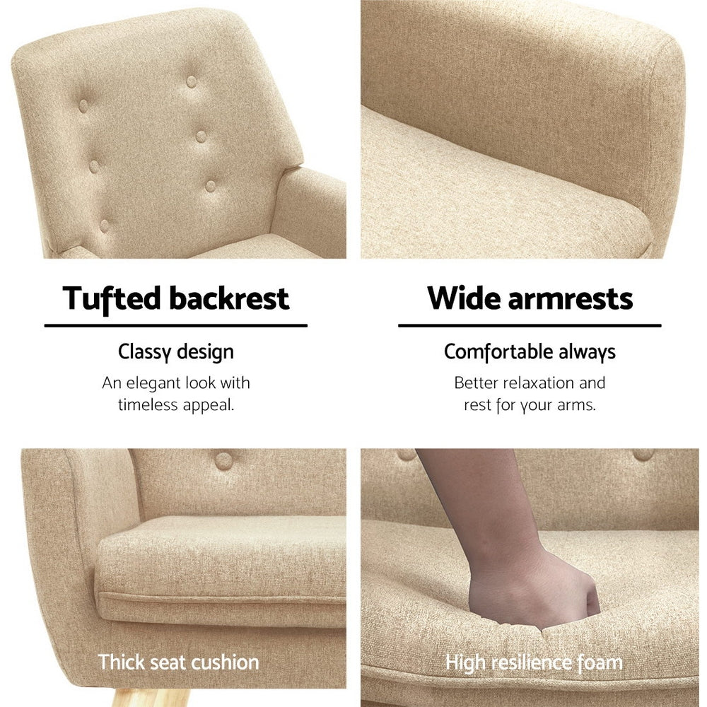 Armchair Linen Fabric Anne Beige
