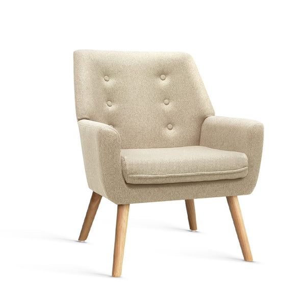  Armchair Linen Fabric Anne Beige