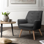 Armchair Linen Fabric Anne Charcoal