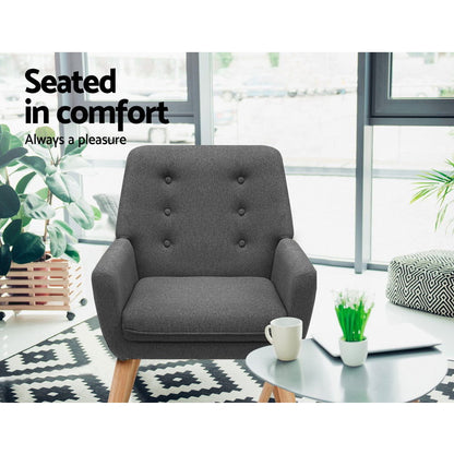 Armchair Linen Fabric Anne Charcoal