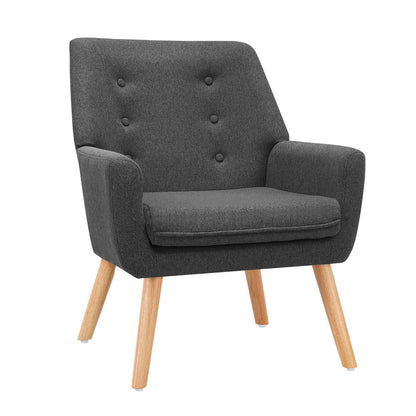 Armchair Linen Fabric Anne Charcoal