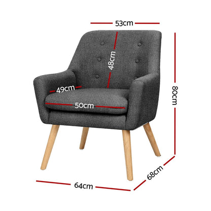 Charcoal Accent Armchair Chair 64x68x80cm