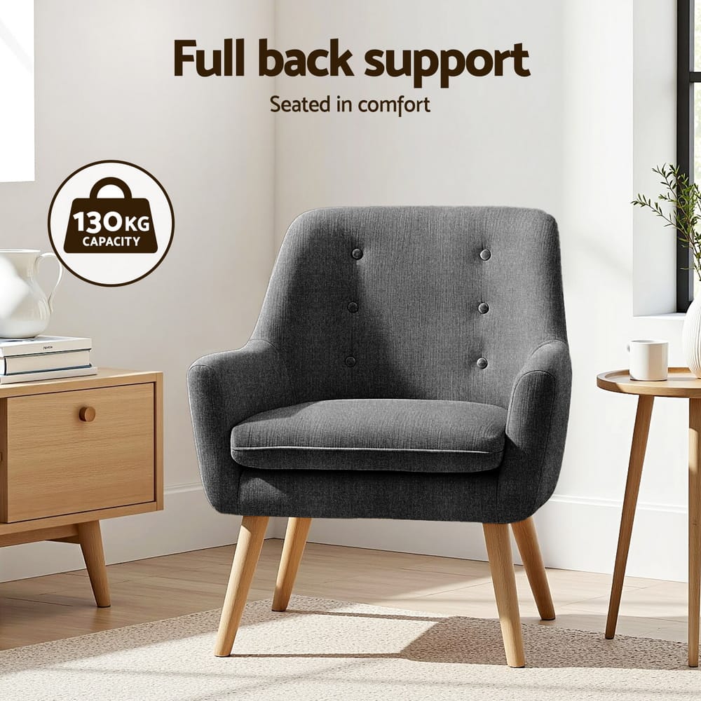 Charcoal Accent Armchair Chair 64x68x80cm