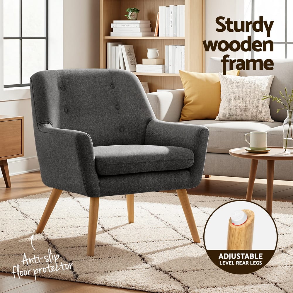 Charcoal Accent Armchair Chair 64x68x80cm