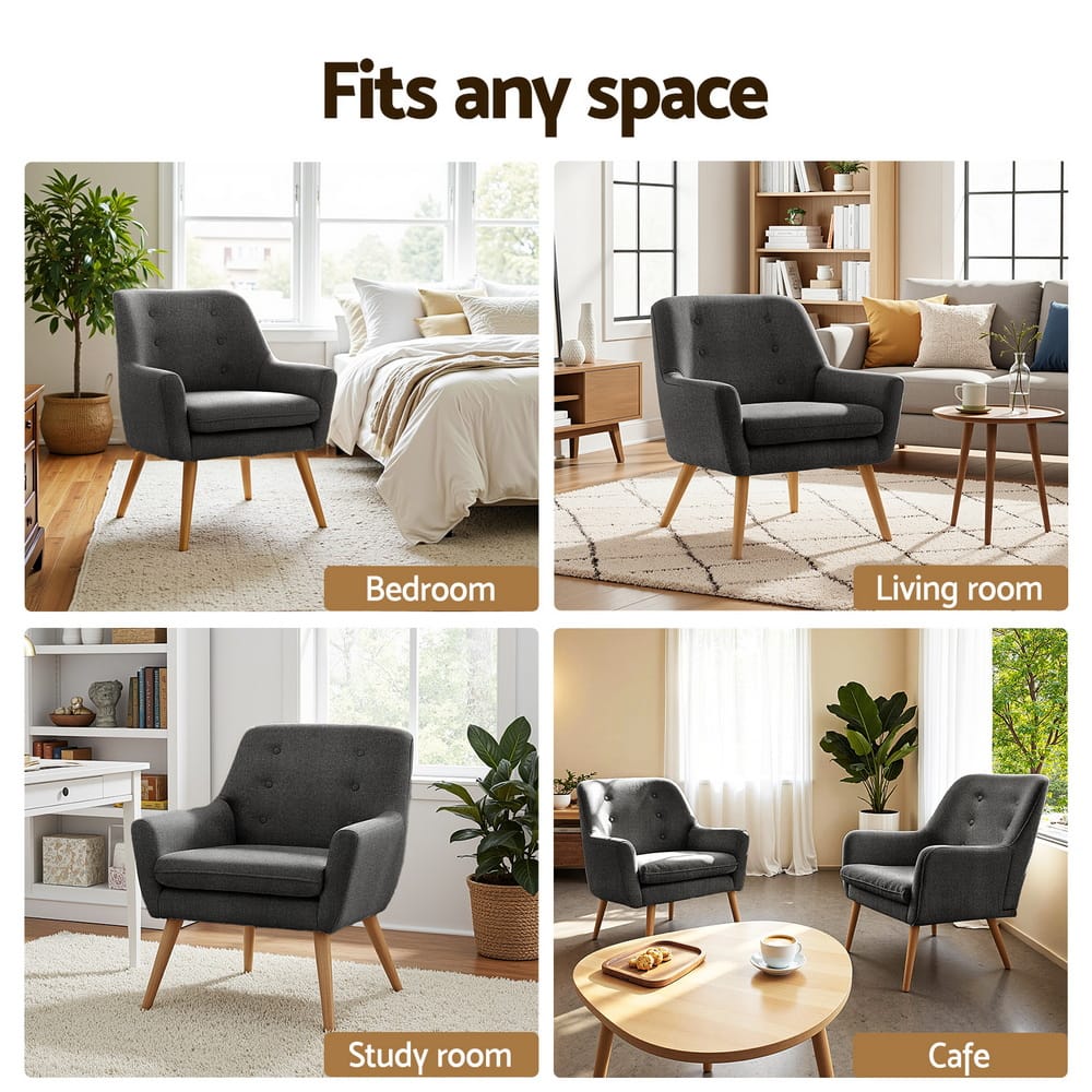 Charcoal Accent Armchair Chair 64x68x80cm