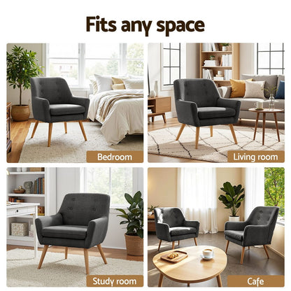 Charcoal Accent Armchair Chair 64x68x80cm