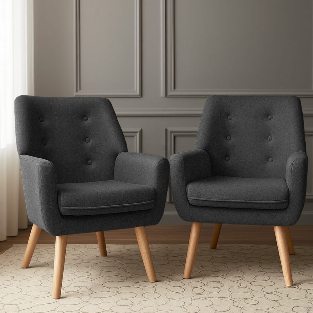 Charcoal Accent Armchair Chair 64x68x80cm