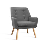 Armchair Linen Fabric Grey Charcoal
