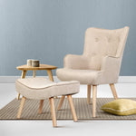 Armchair Set With Ottoman Beige Lansar