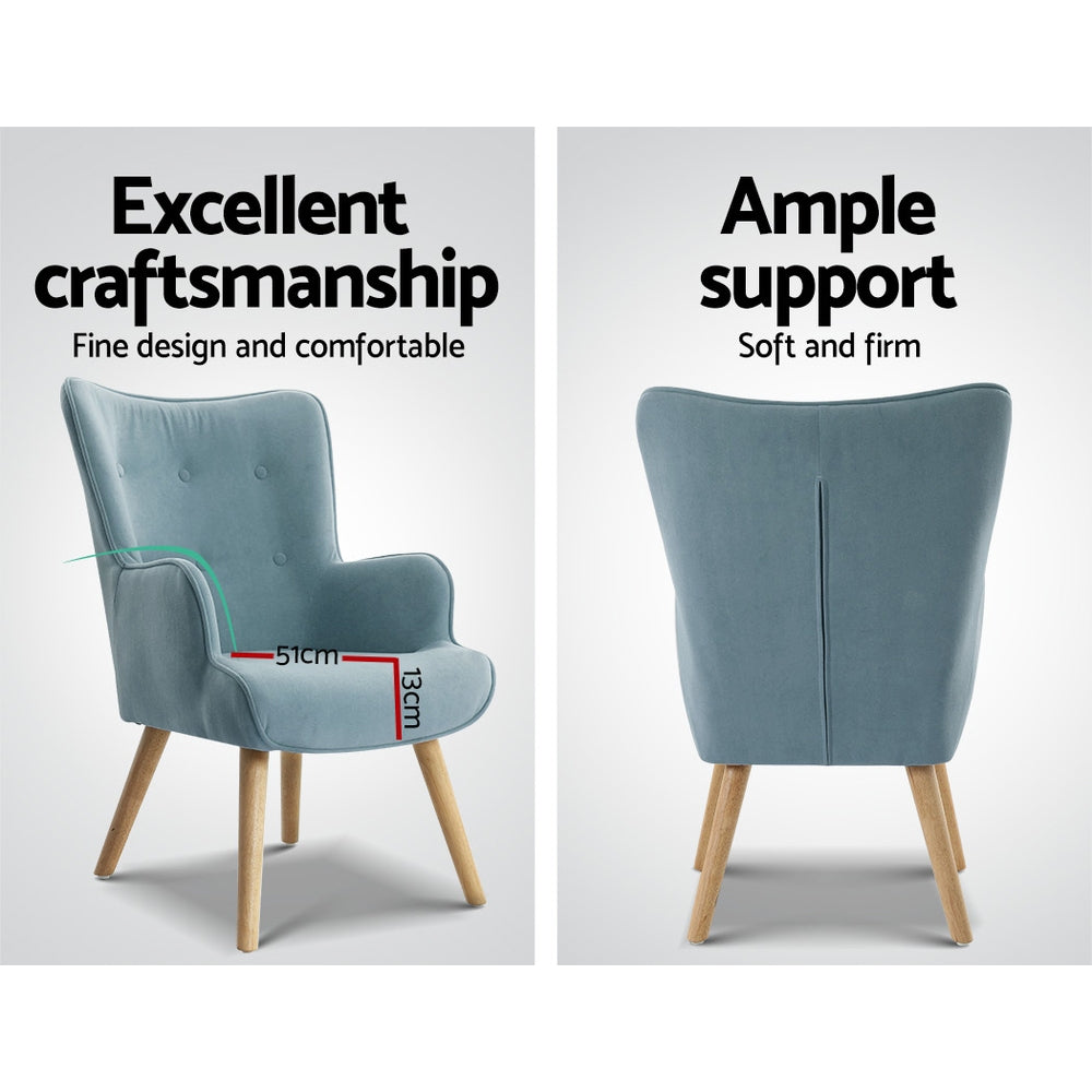 Armchair Set With Ottoman Blue Lansar