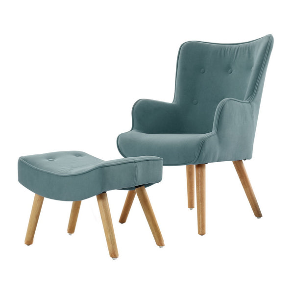  Armchair Set With Ottoman Blue Lansar