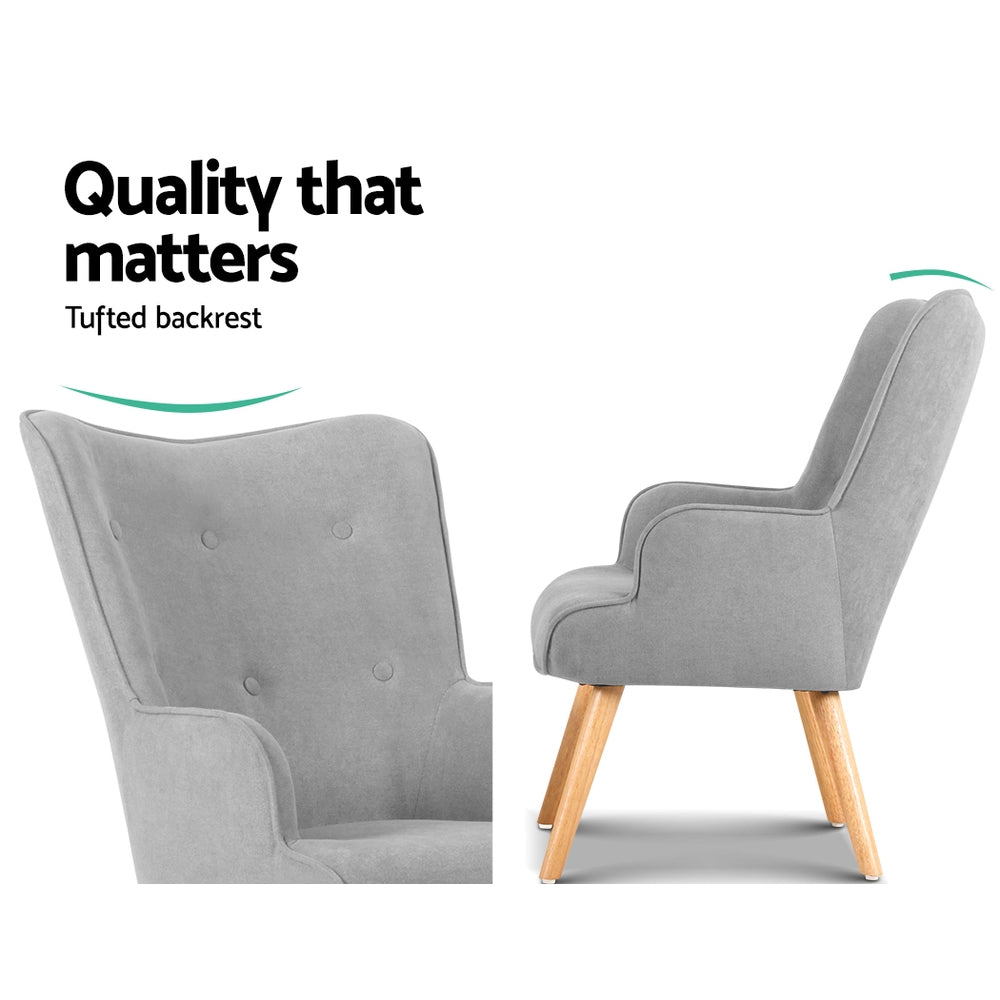 Armchair And Ottoman - Light Grey