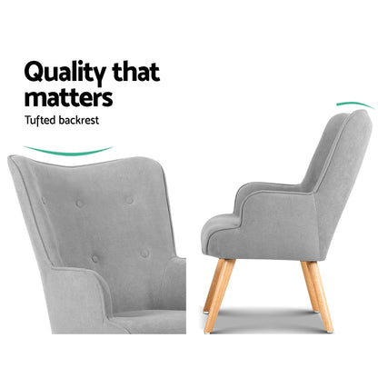Armchair And Ottoman - Light Grey