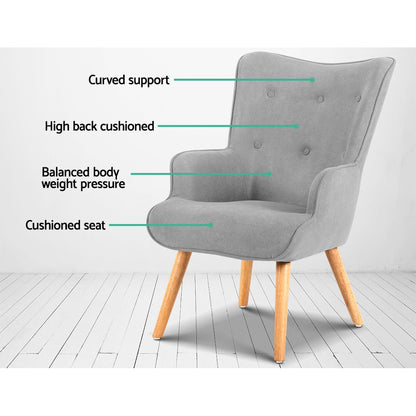 Armchair And Ottoman - Light Grey