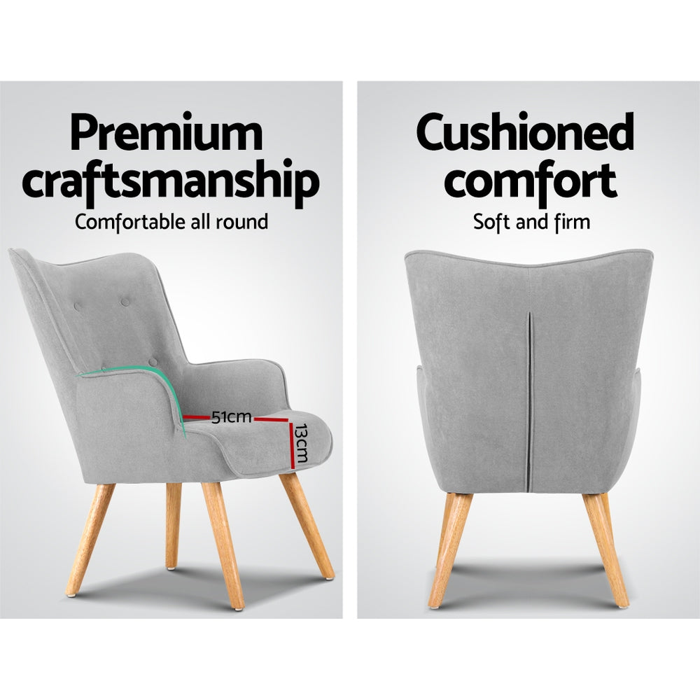 Armchair And Ottoman - Light Grey
