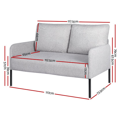 Artiss Armchair Accent Chair Pillow Fabric Grey